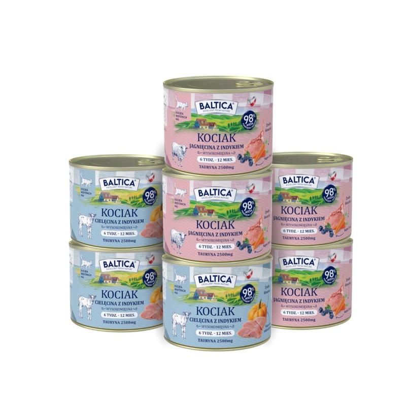 Zestaw 7x 185g karma dla kociąt