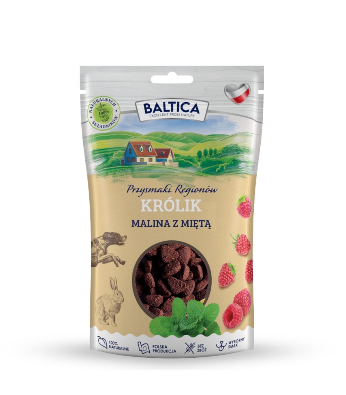 Przysmaki treningowe Królik z maliną i miętą 100g