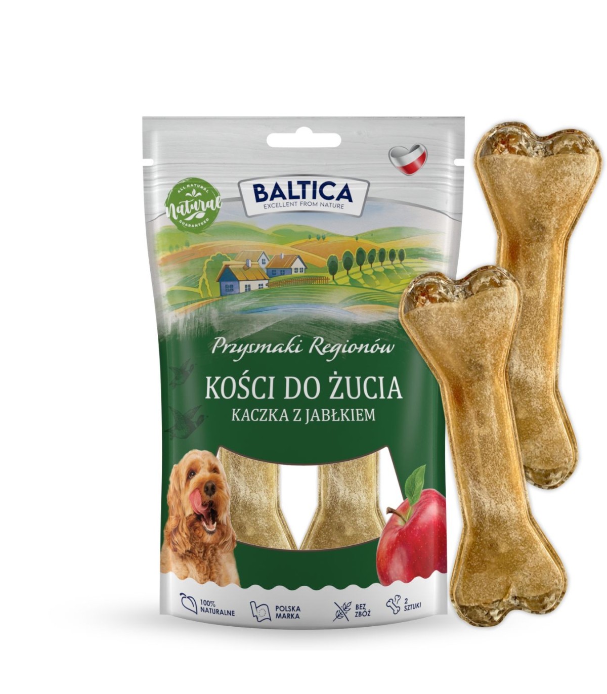 Kości do żucia kaczka z jabłkiem 2 szt.