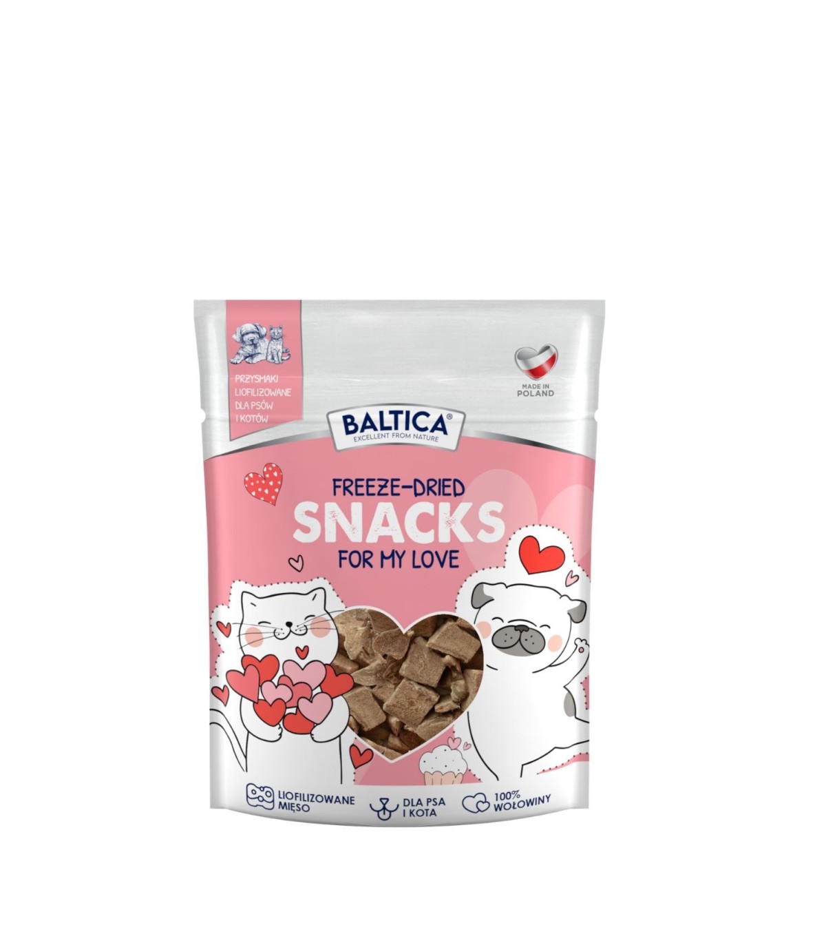 Baltica Freeze - Dried Snacks For My Love liofilizowane serca wołowe dla psa i kota 25g