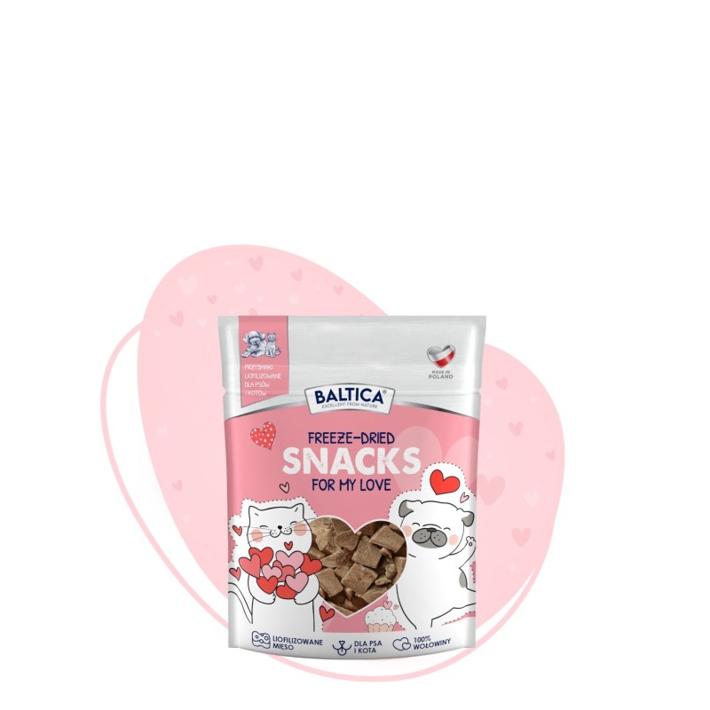 Baltica Freeze - Dried Snacks For My Love liofilizowane serca wołowe dla psa i kota 10g