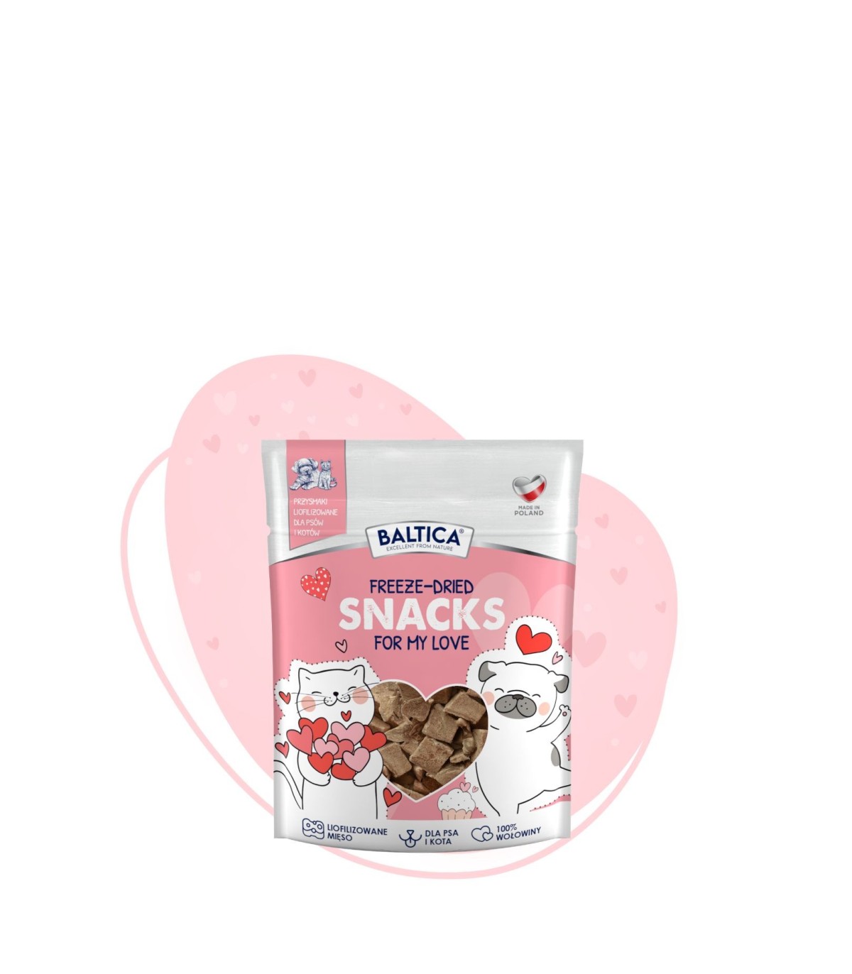 Baltica Freeze - Dried Snacks For My Love liofilizowane serca wołowe dla psa i kota 10g