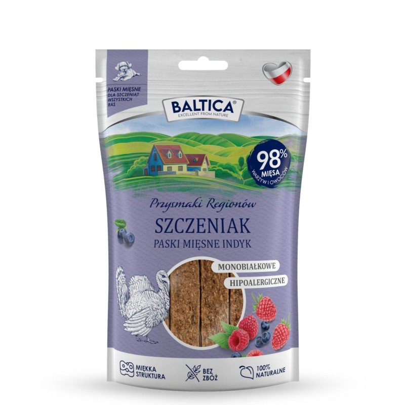 Mięsne paski dla szczeniąt Indyk 90g - Baltica Smaki Regionów