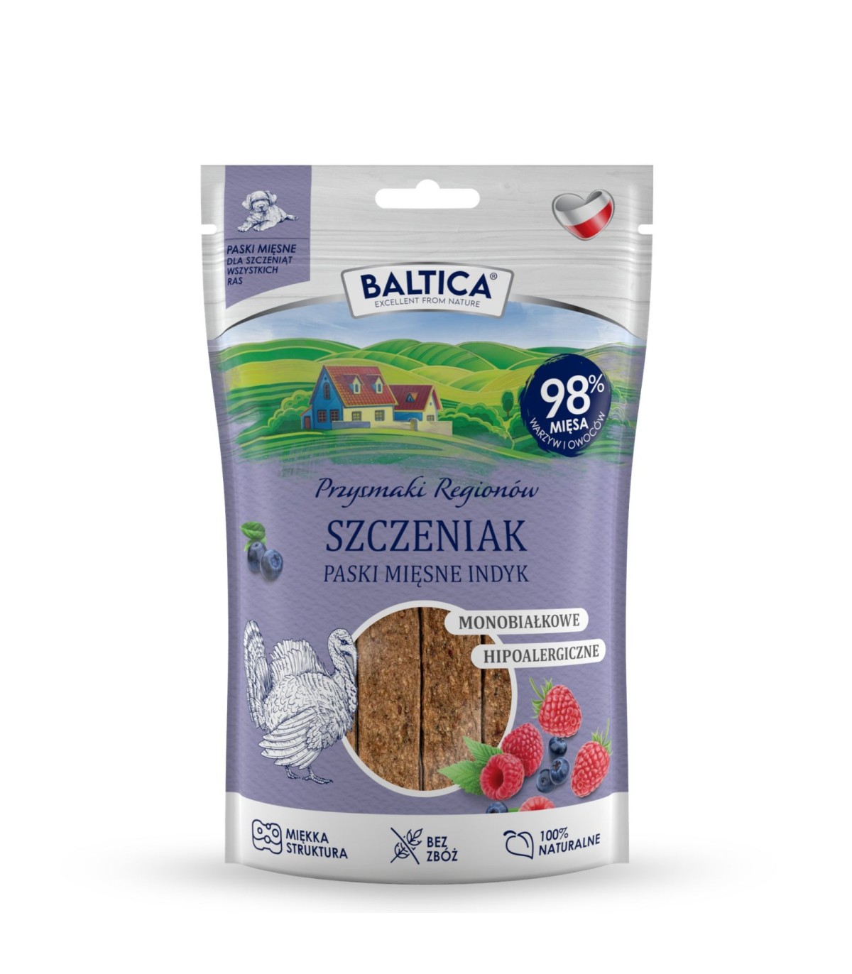 Mięsne paski dla szczeniąt Indyk 90g - Baltica Smaki Regionów