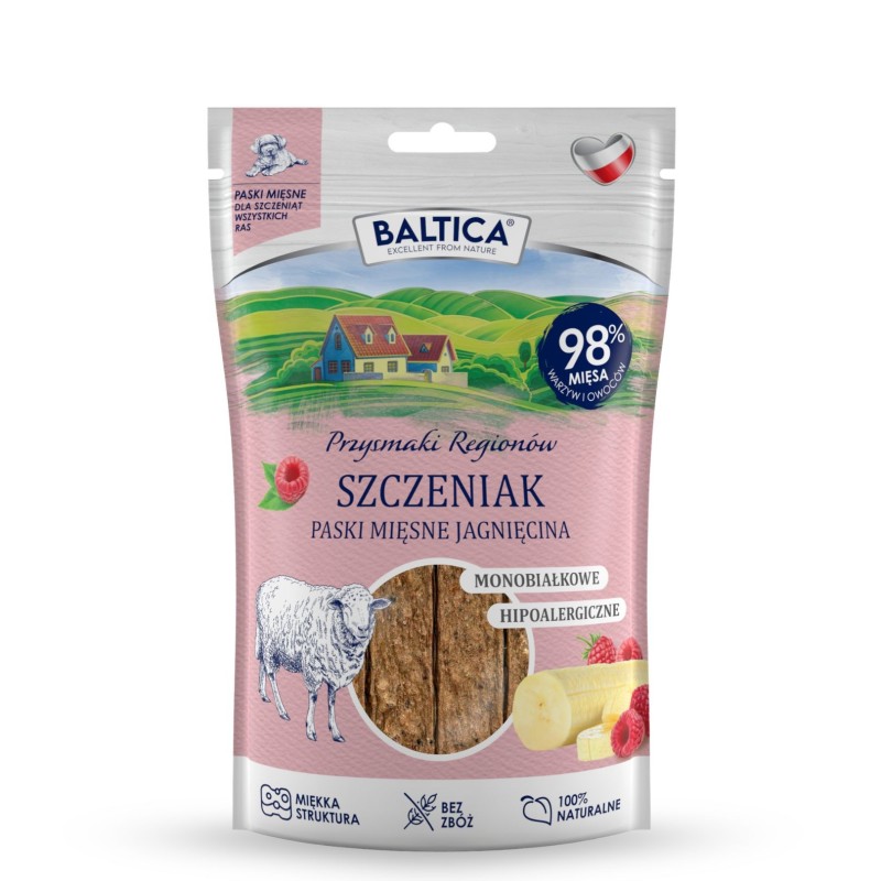 Mięsne paski dla szczeniąt jagnięcina 90g - Baltica Smaki Regionów