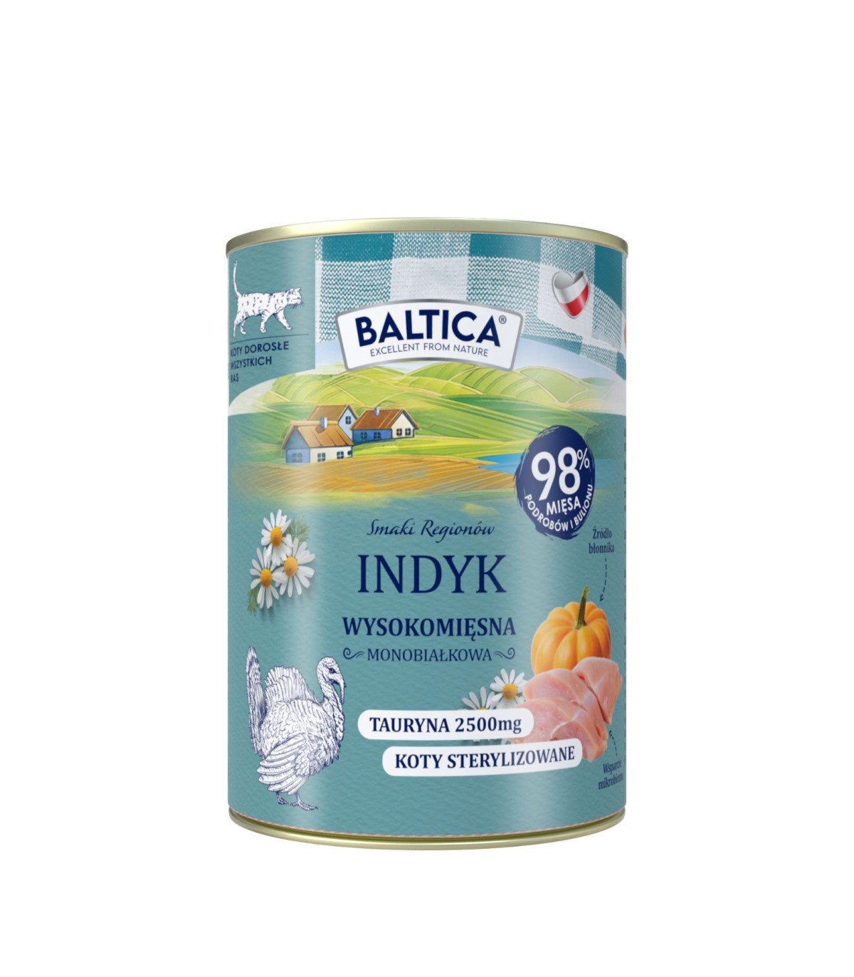 12x Karma mokra mono indyk dla kota 400g - Baltica Smaki Regionów