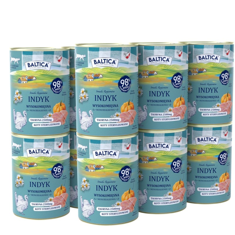 12x Karma mokra mono indyk dla kota 400g - Baltica Smaki Regionów