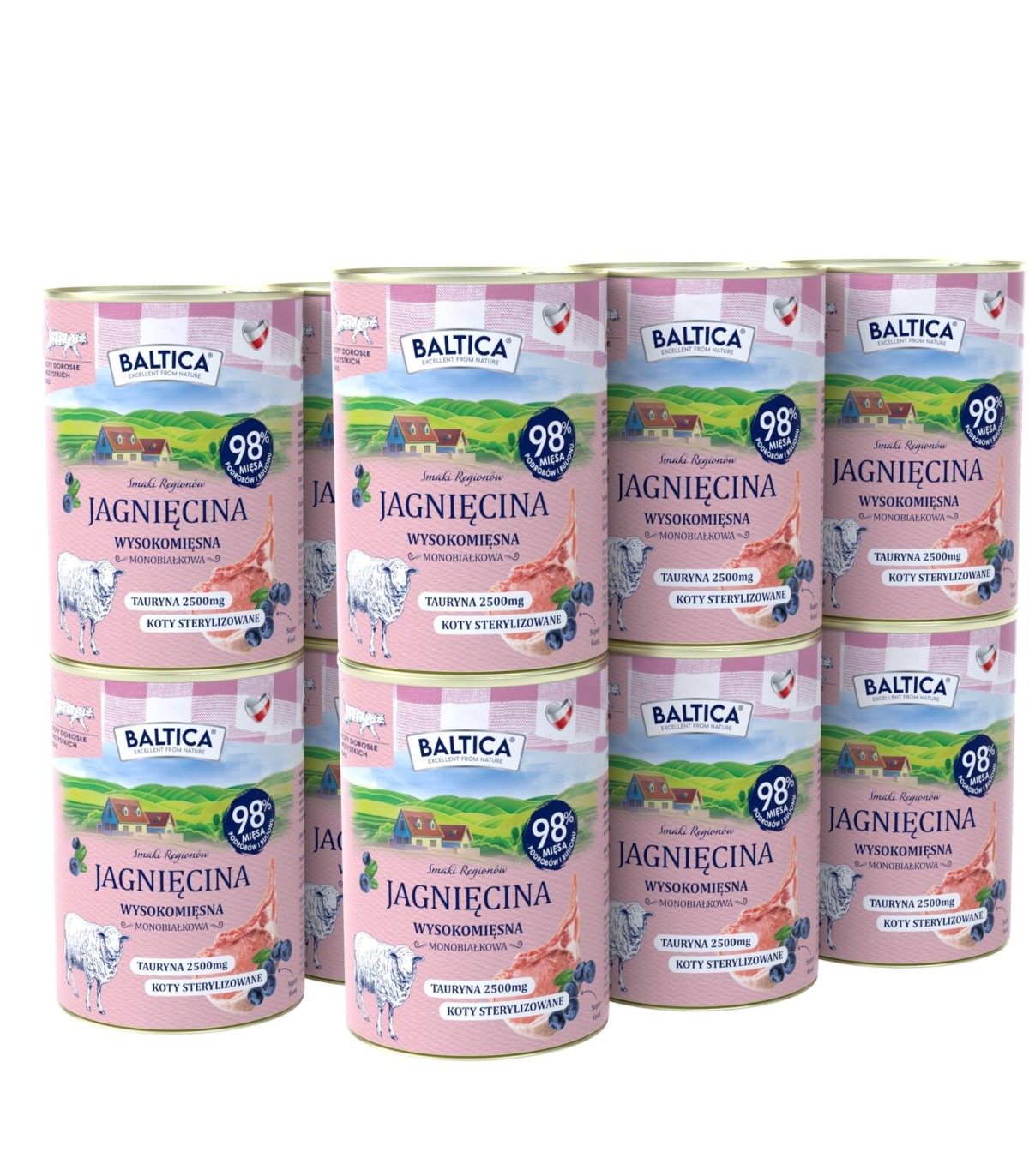 12x Karma mokra mono jagnięcina dla kota 400g - Baltica Smaki Regionów