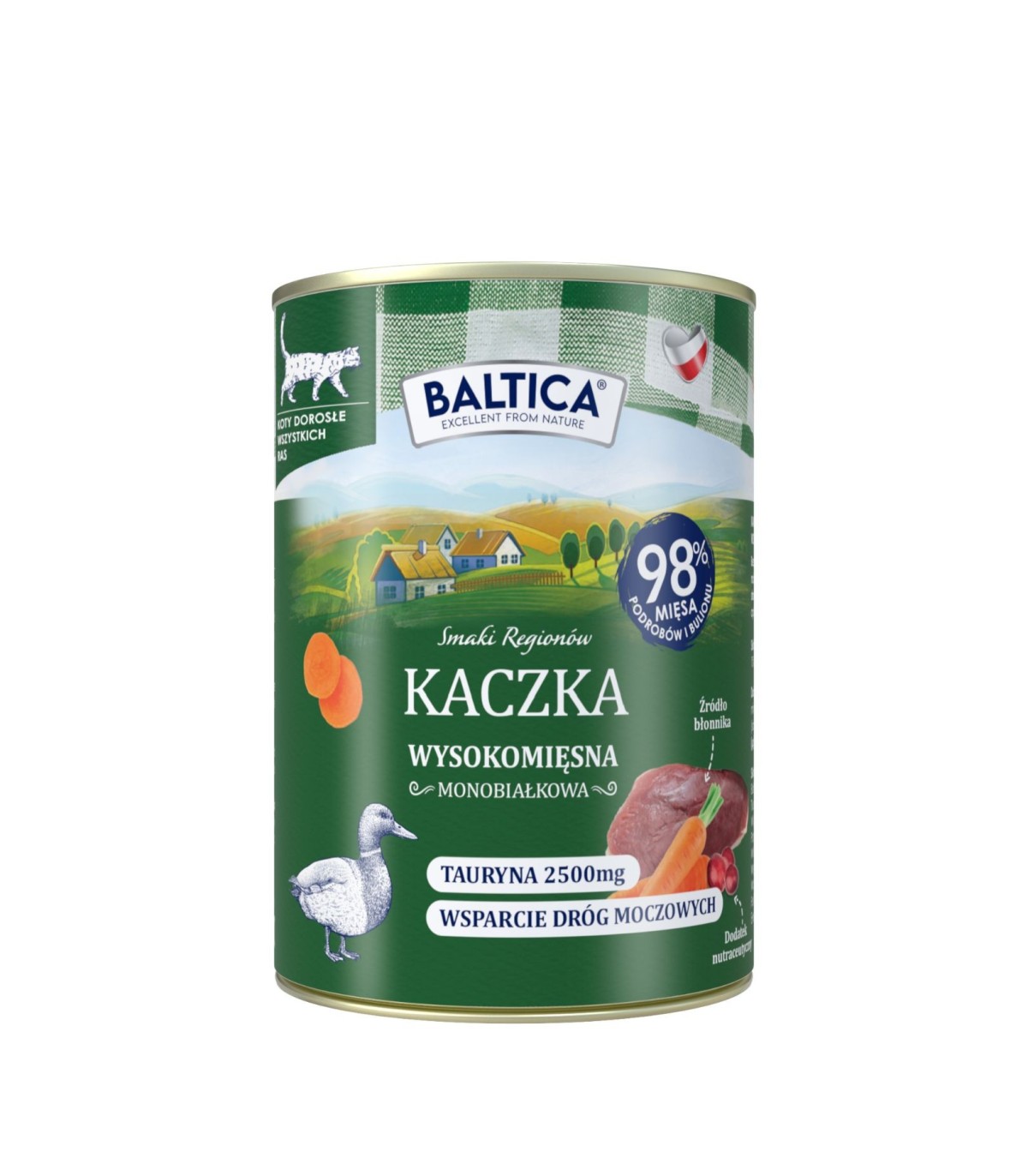 12x Karma mokra mono kaczka dla kota 400g - Baltica Smaki Regionów