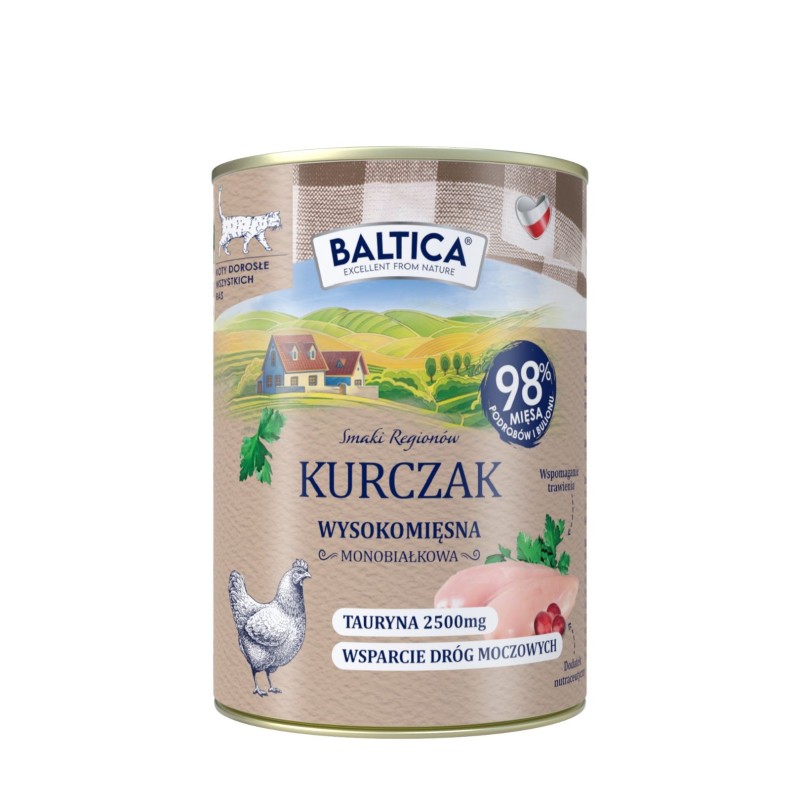 12x Karma mokra mono kurczak dla kota 400g - Baltica Smaki Regionów