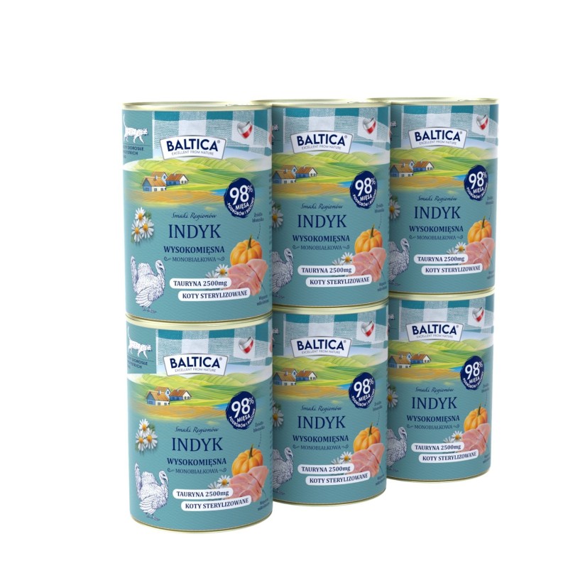 6x Karma mokra mono indyk dla kota 400g - Baltica Smaki Regionów