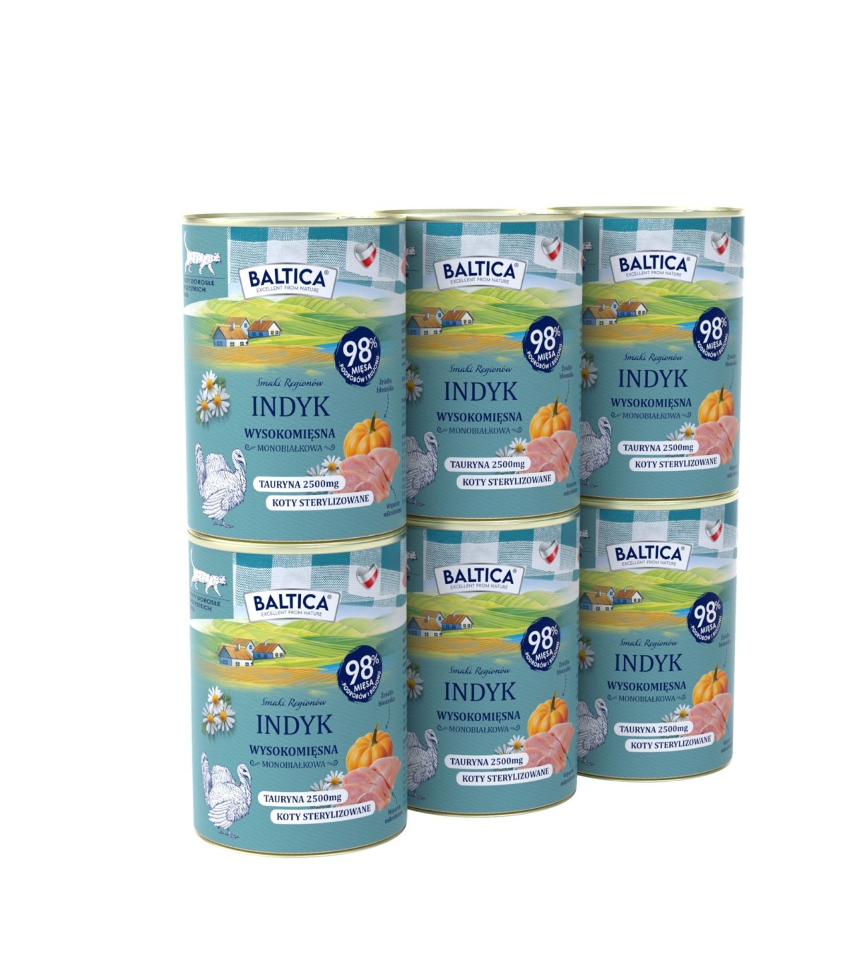 6x Karma mokra mono indyk dla kota 400g - Baltica Smaki Regionów