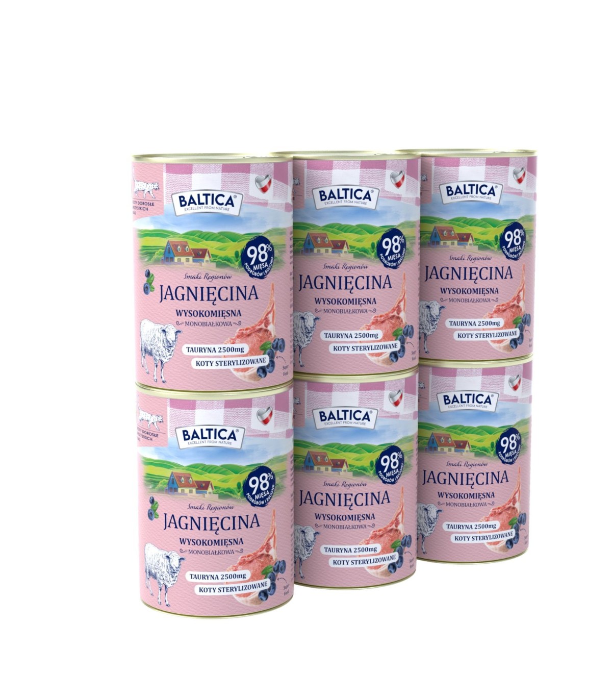 6x Karma mokra mono jagnięcina dla kota 400g - Baltica Smaki Regionów