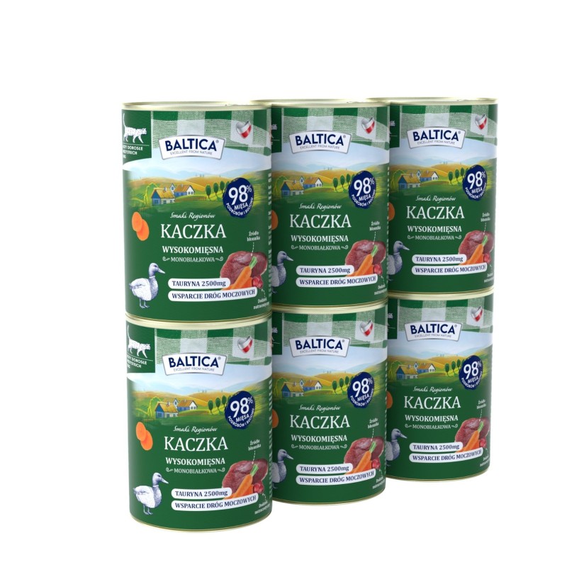 6x Karma mokra mono kaczka dla kota 400g - Baltica Smaki Regionów