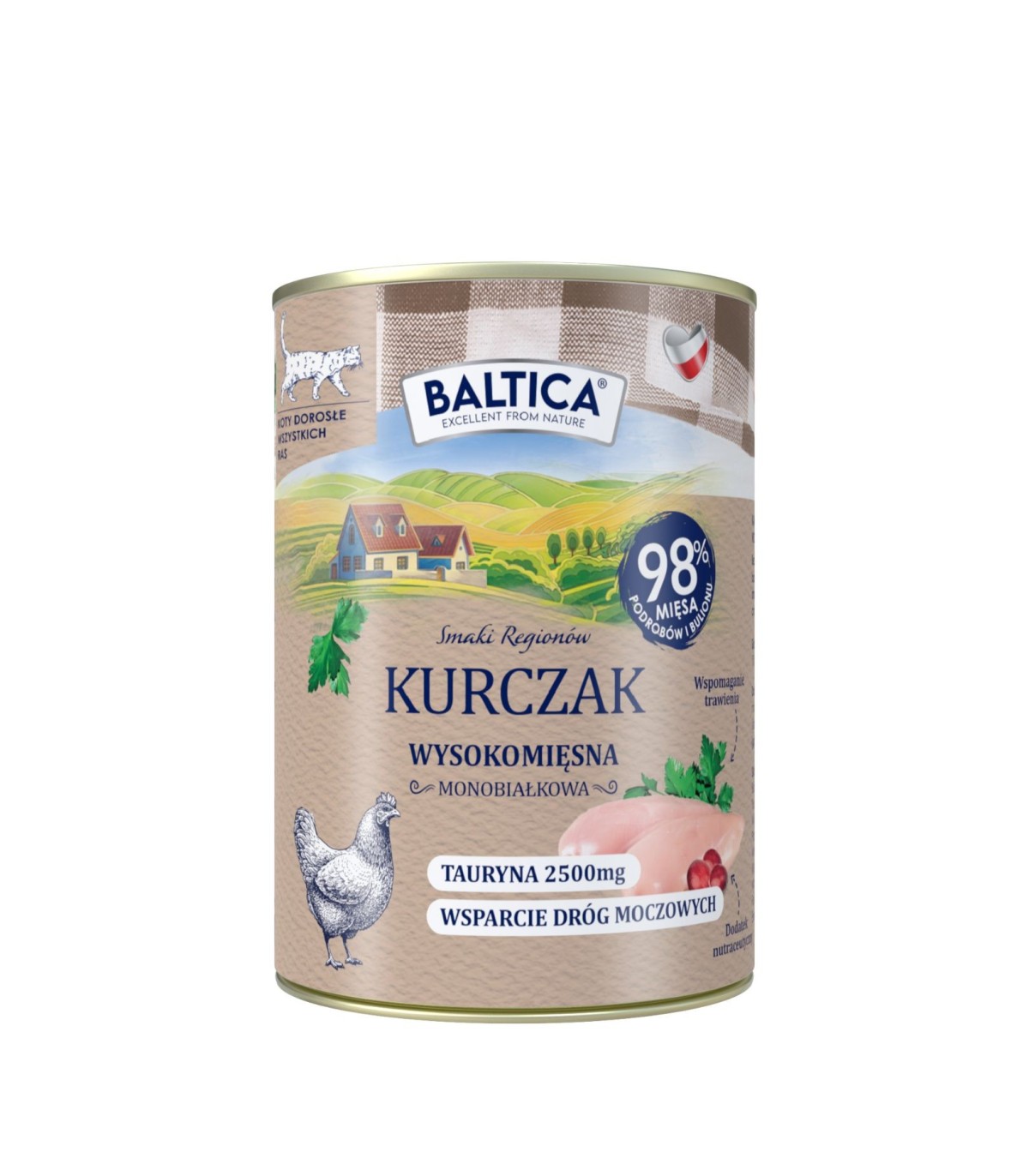 6x Karma mokra mono kurczak dla kota 400g - Baltica Smaki Regionów