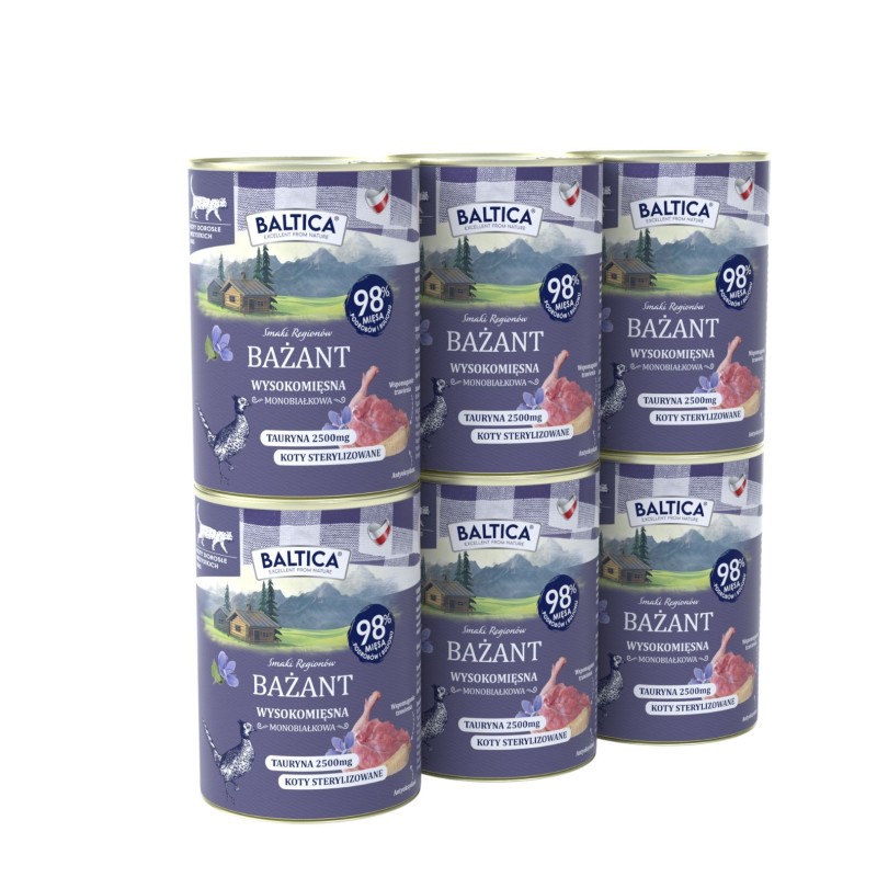 6x Karma mokra mono bażant dla kota 400g - Baltica Smaki Regionów