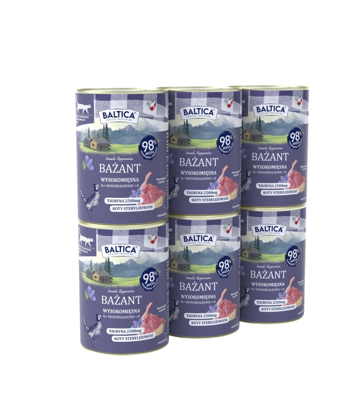 6x Karma mokra mono bażant dla kota 400g - Baltica Smaki Regionów