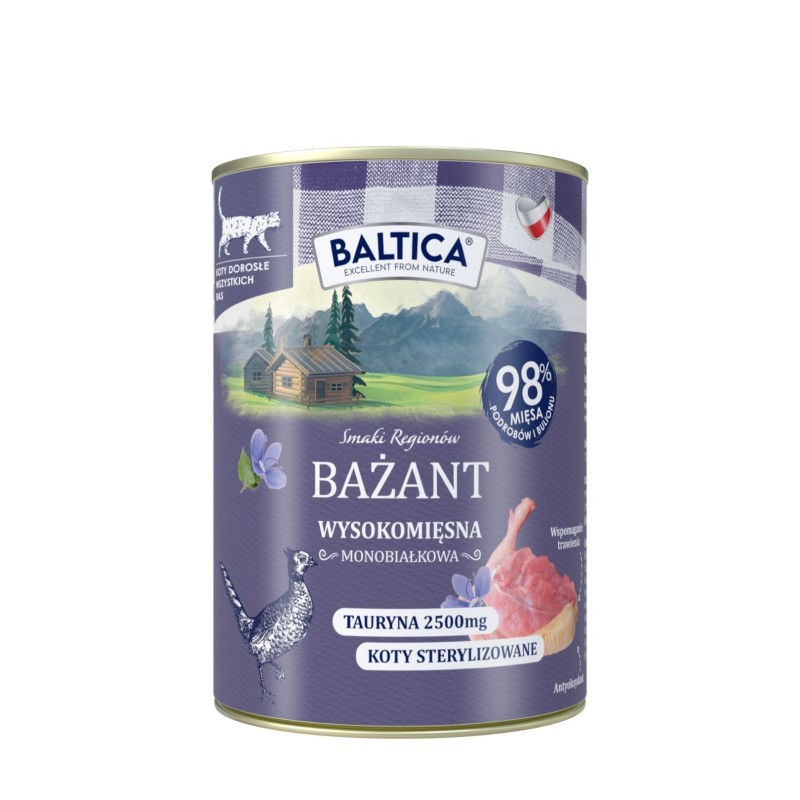 6x Karma mokra mono bażant dla kota 400g - Baltica Smaki Regionów