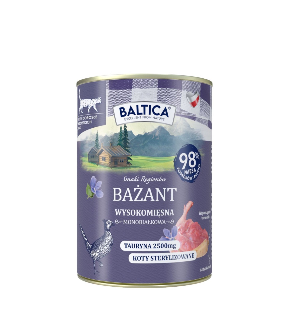 6x Karma mokra mono bażant dla kota 400g - Baltica Smaki Regionów