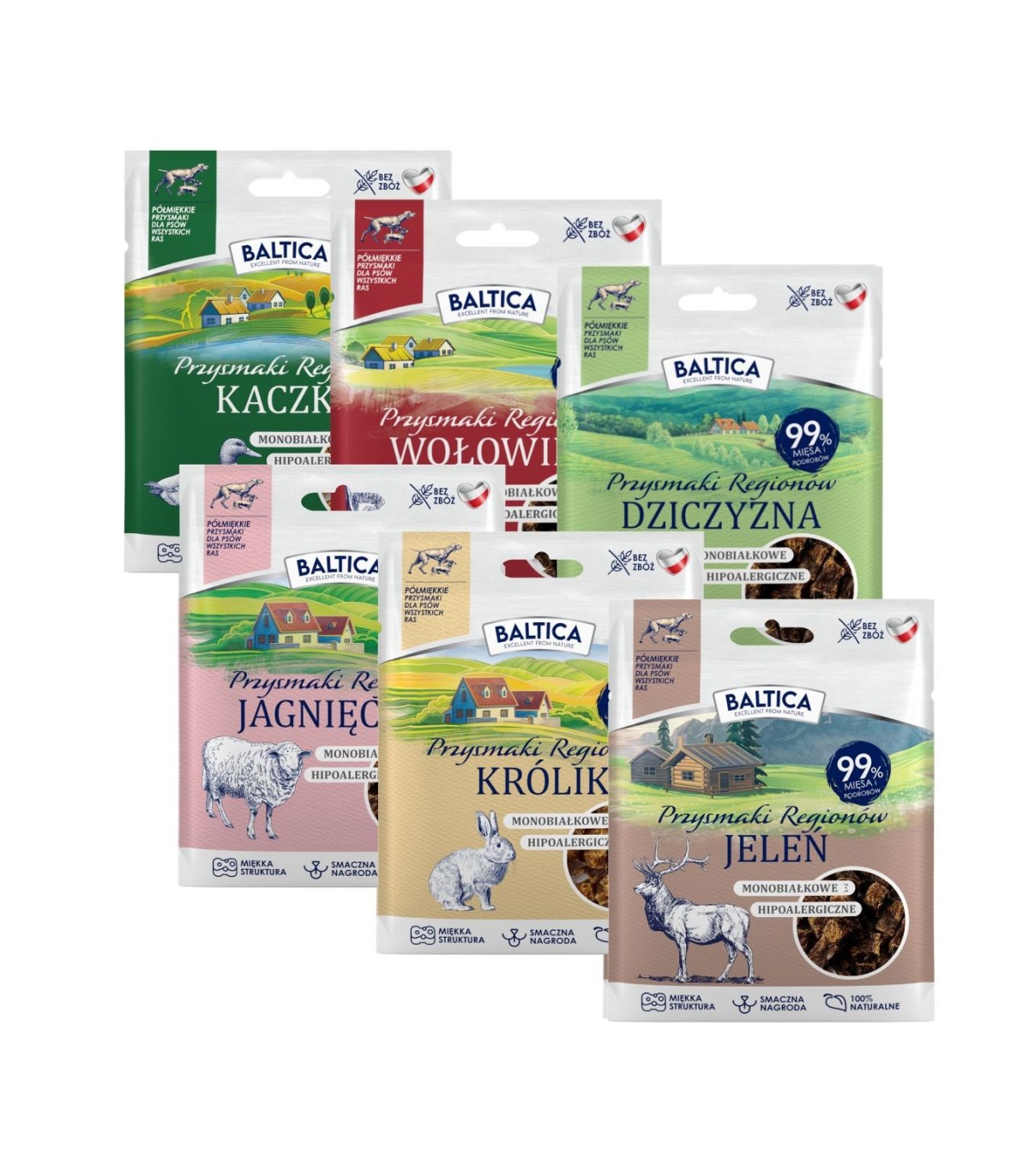 Zestaw 6 smaków - przysmaki półmiękkie 30g Smaki Regionów