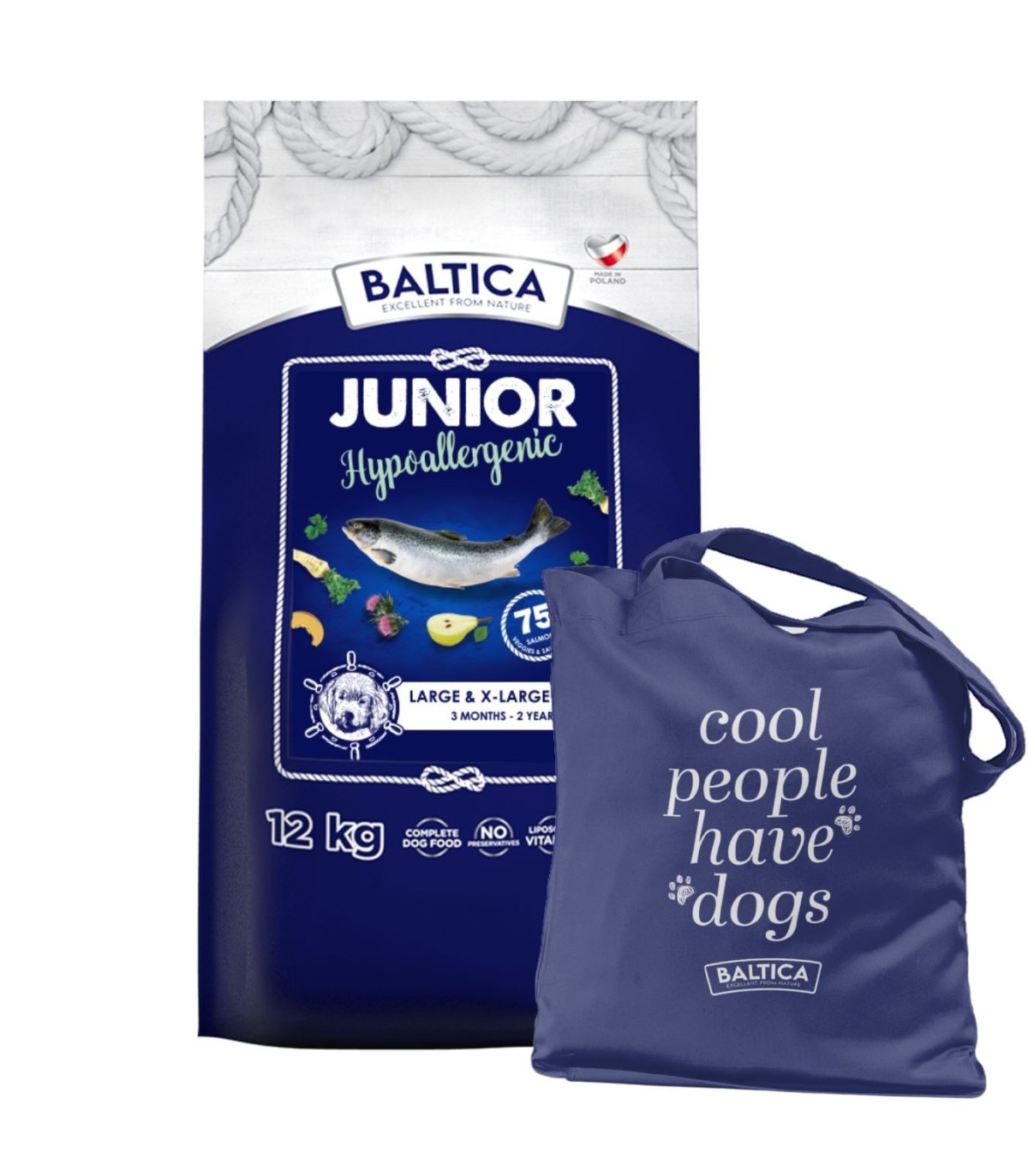 Łosoś (Hypoallergenic) dla szczeniąt ras dużych i olbrzymich karma 12kg - Baltica Excellent