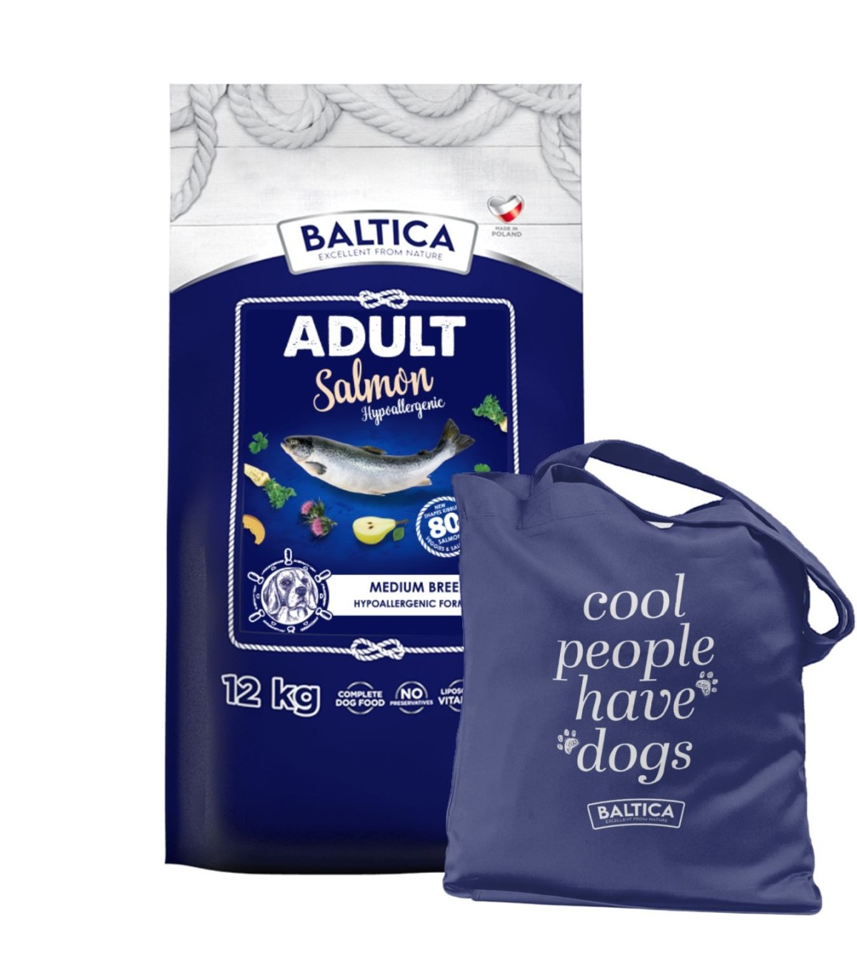 Łosoś (Hypoallergenic) dla ras średnich karma 12kg - Baltica Excellent