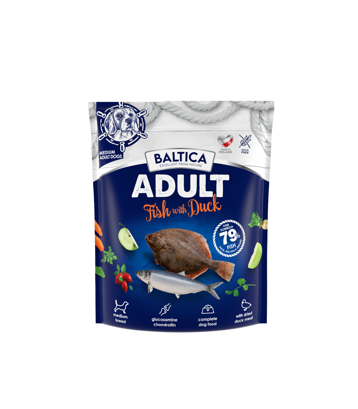 2x Ryba z kaczką dla ras średnich karma 1kg - Rabat na drugie opakowanie