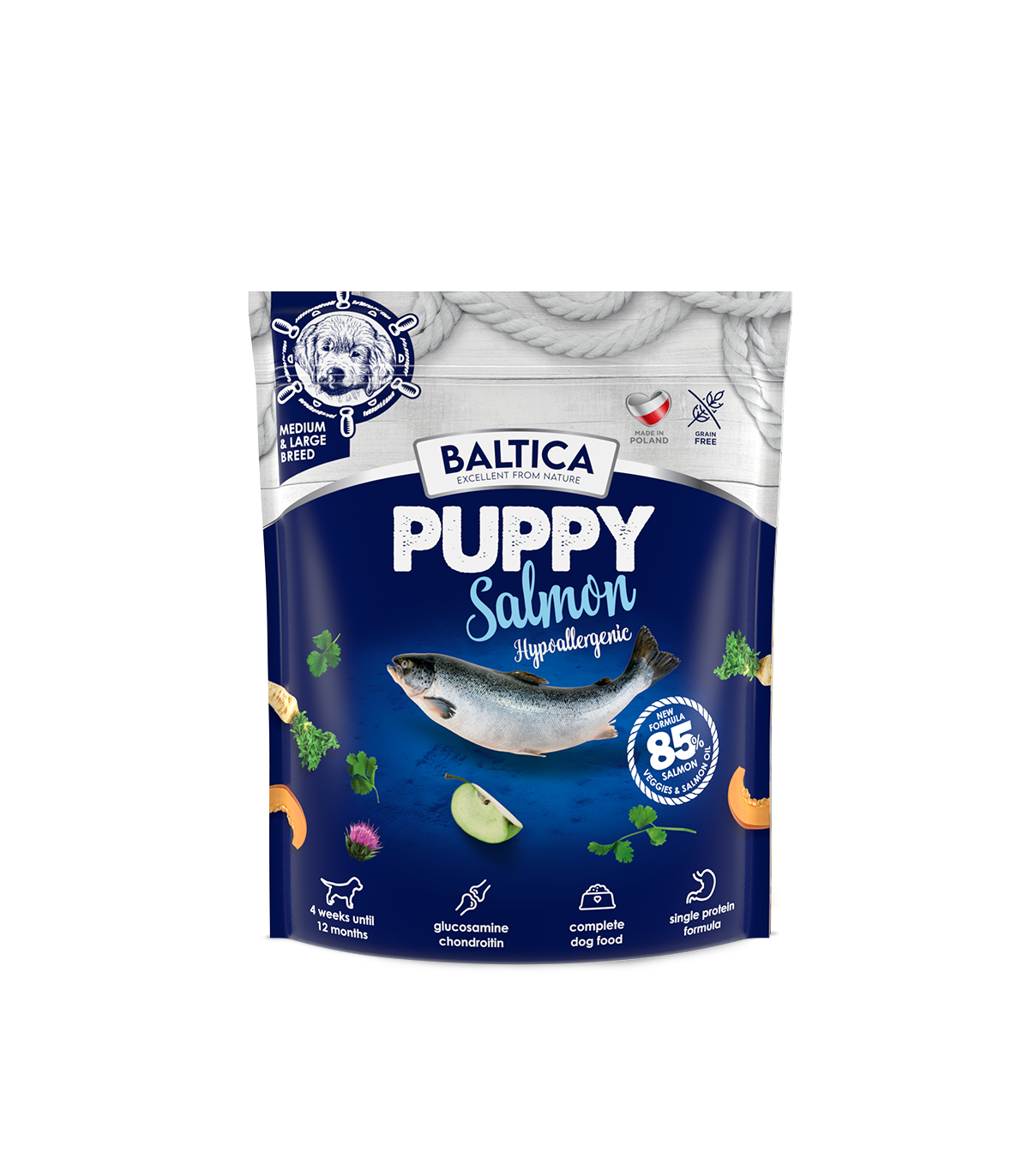 2x Łosoś (Hypoallergenic) dla szczeniąt ras średnich i dużych karma 1kg -  Rabat na drugie opakowanie