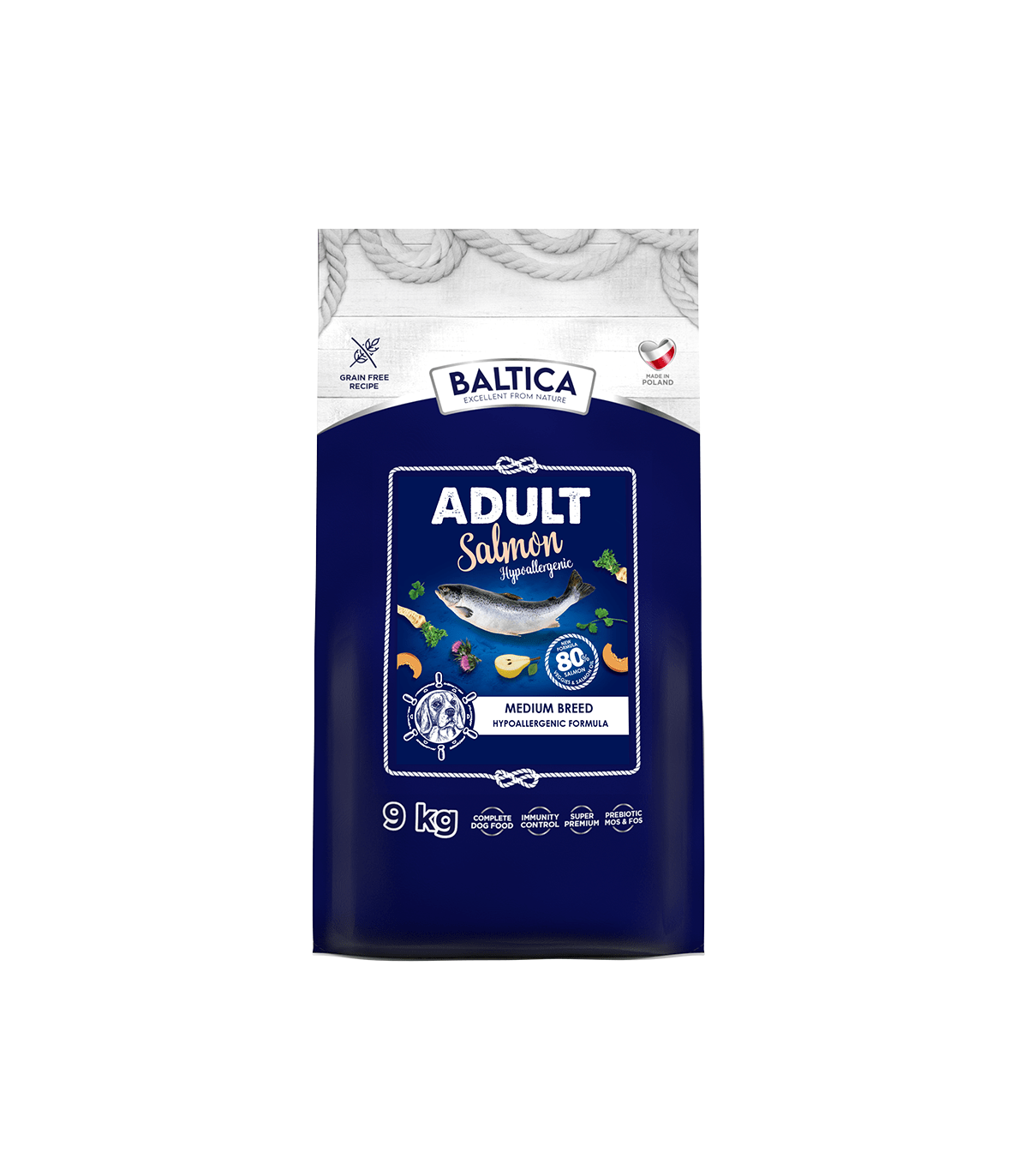 2x Łosoś (Hypoallergenic) dla ras średnich karma 9kg - Baltica Excellent
