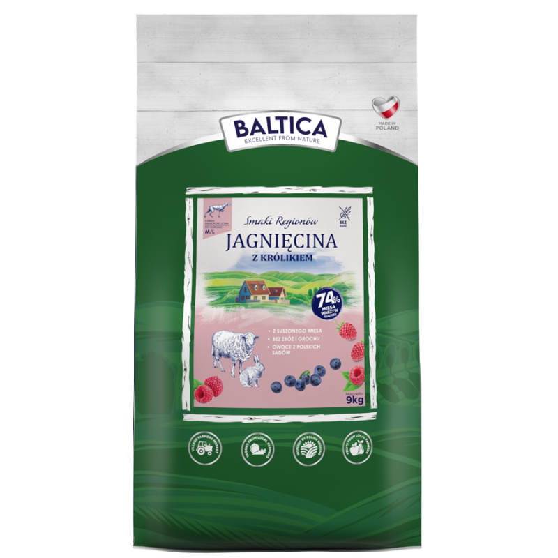 2x Jagnięcina z królikiem dla ras średnich i dużych karma 9kg - Baltica Smaki Regionów