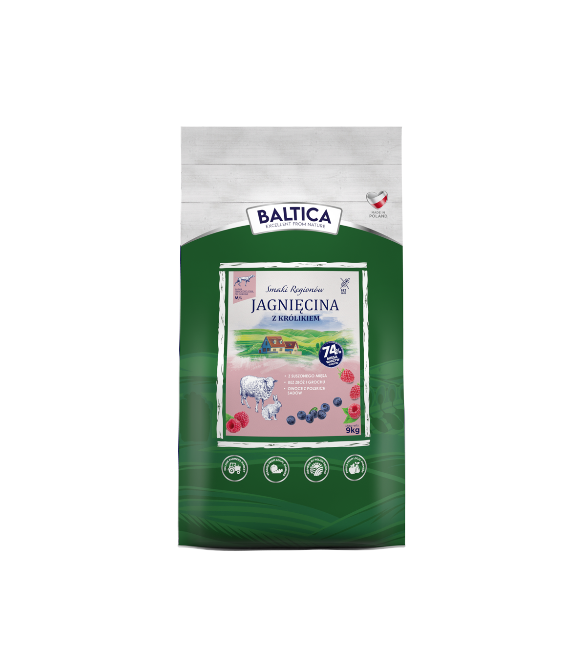 2x Jagnięcina z królikiem dla ras średnich i dużych karma 9kg - Baltica Smaki Regionów