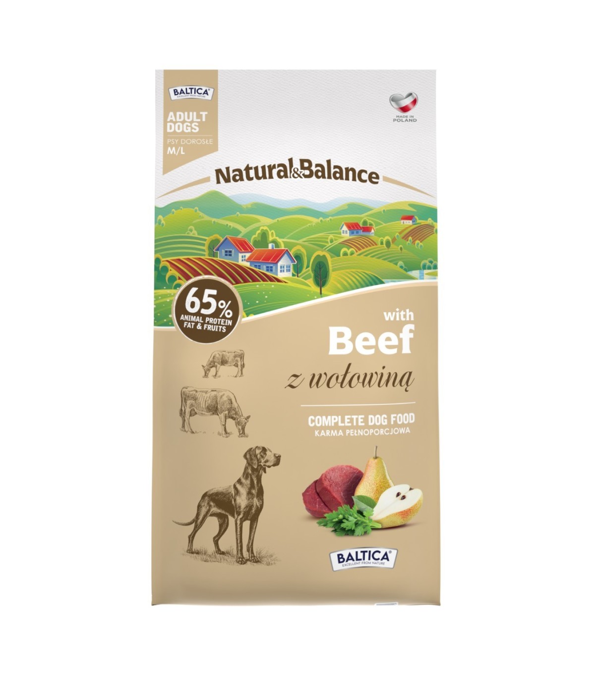 2x Wołowina dla ras średnich i dużych karma 9kg - Baltica Natural & Balance