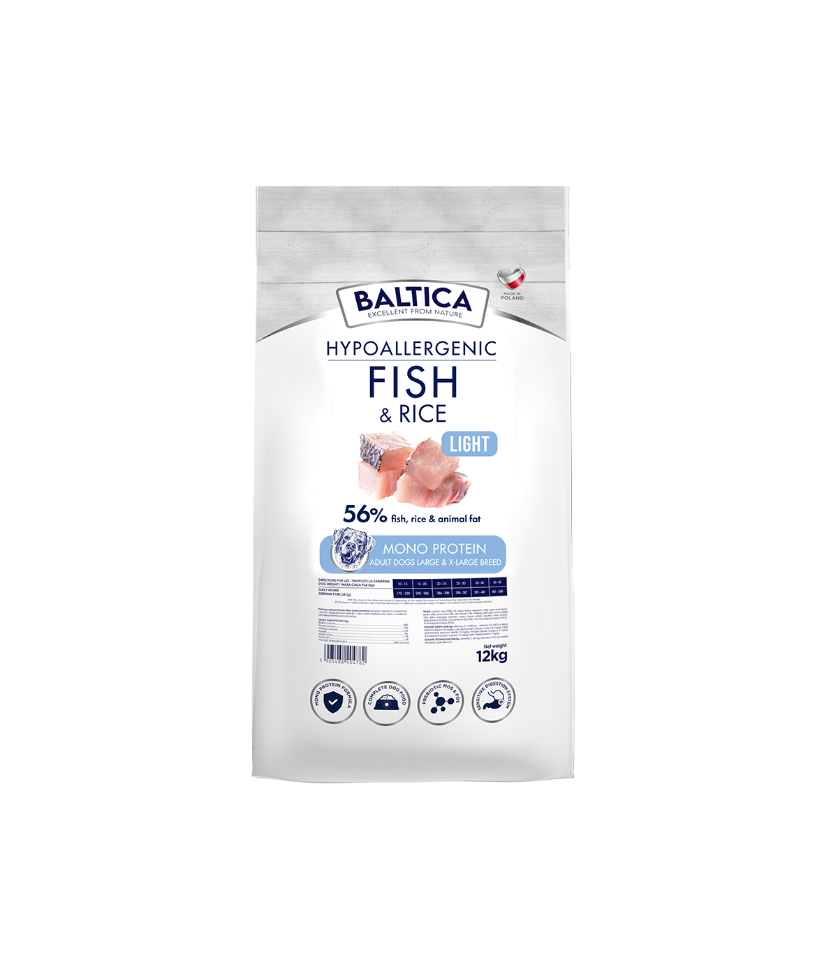 2x Ryba z ryżem (Light) dla ras dużych i olbrzymich karma 12kg - Rabat na drugie opakowanie