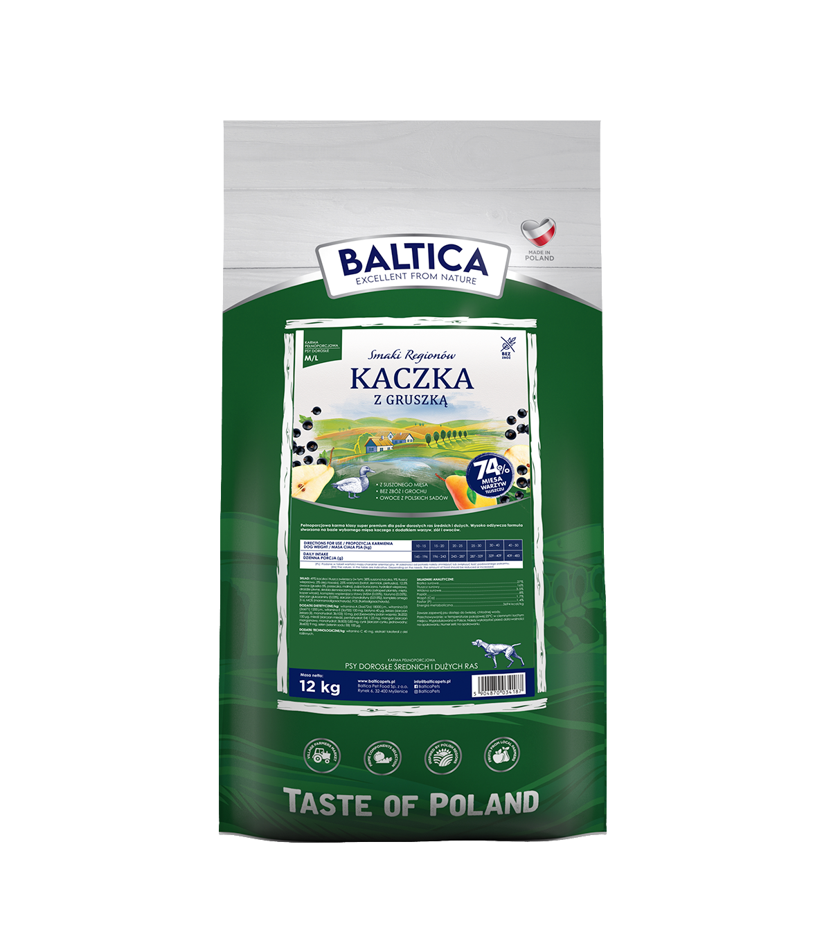 2x Kaczka z gruszką dla ras średnich i dużych karma 12kg - Rabat na drugie opakowanie