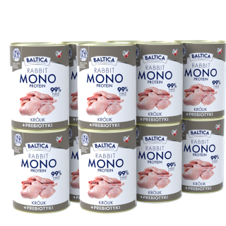12x Karma mokra MONO królik z prebiotykami dla psa 400g - Baltica Nutraceutic