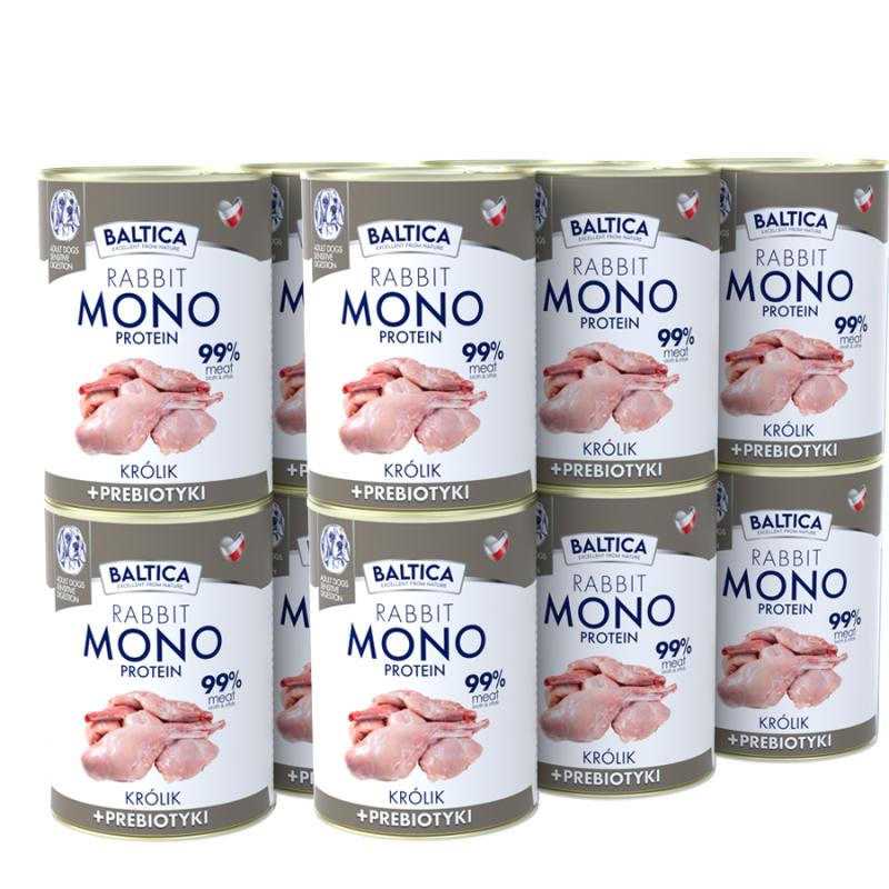 12x Karma mokra MONO królik z prebiotykami dla psa 400g - Baltica Nutraceutic