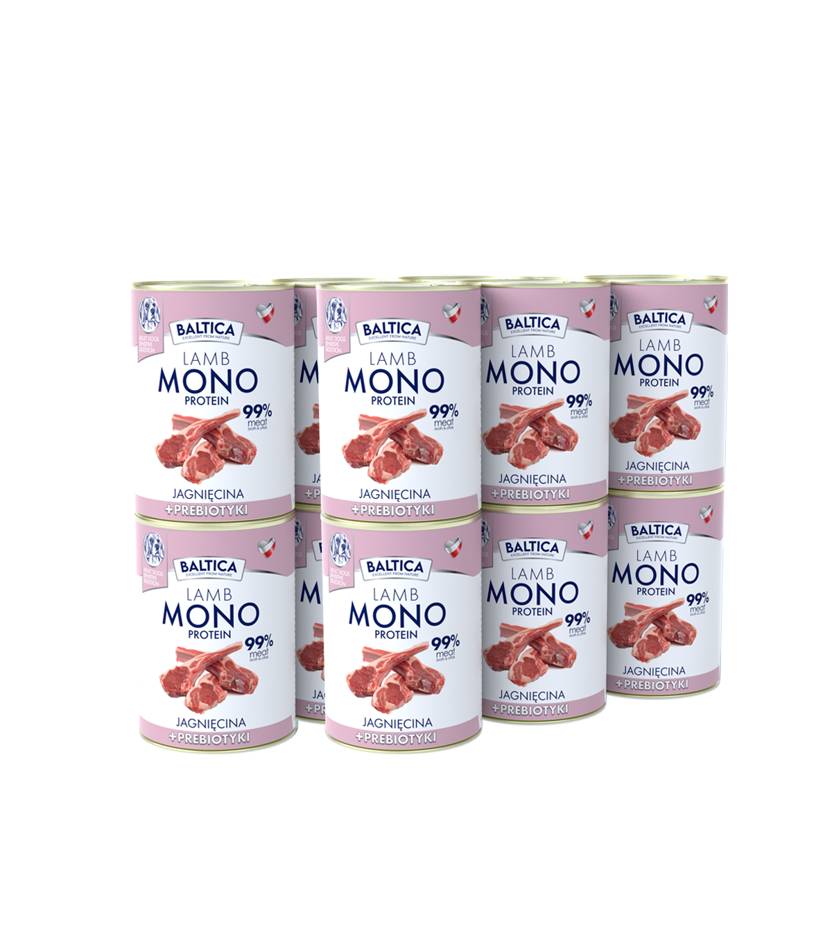 12x Karma mokra MONO jagnięcina z prebiotykami dla psa 400g - Baltica Nutraceutic