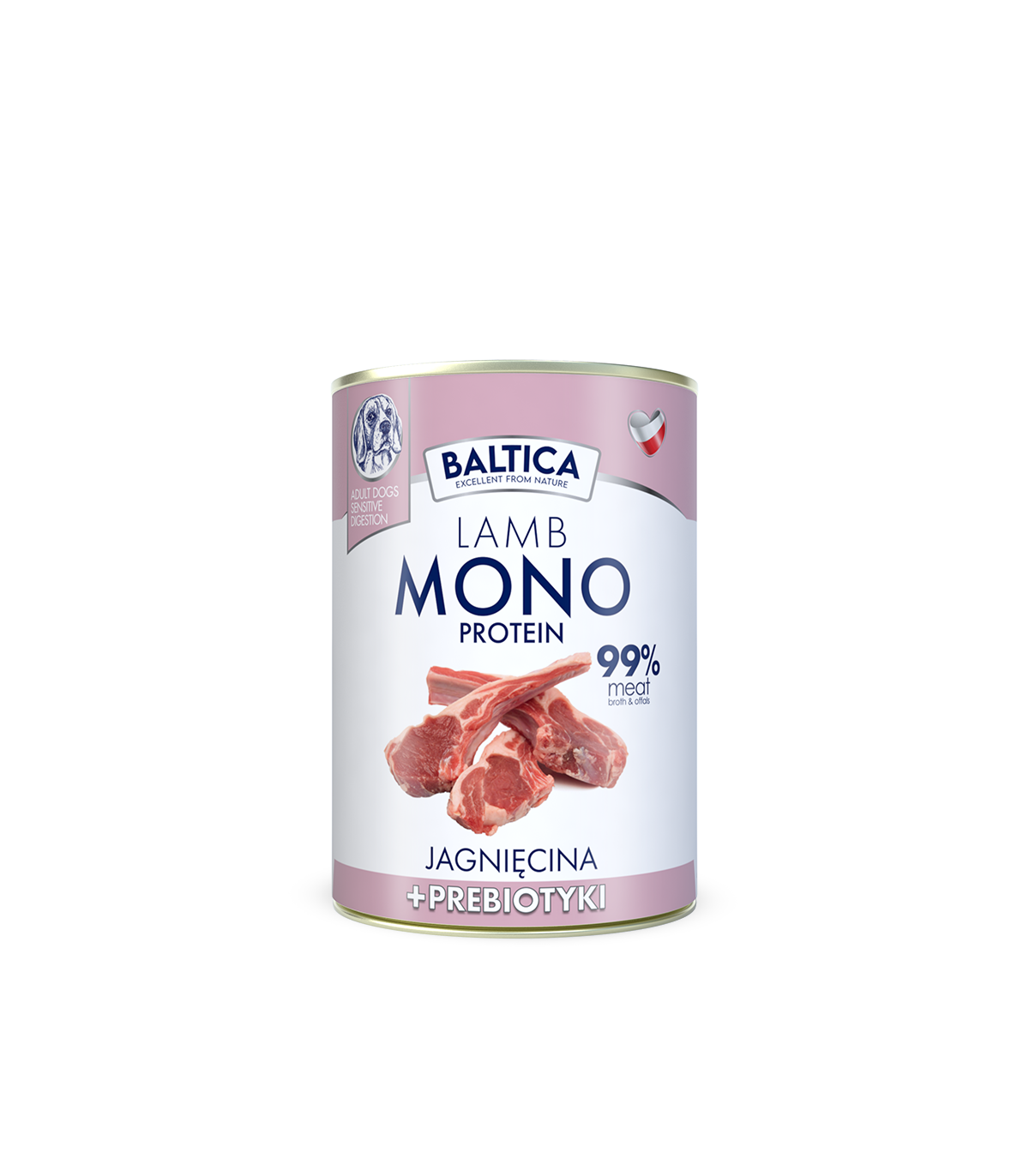 12x Karma mokra MONO jagnięcina z prebiotykami dla psa 400g - Baltica Nutraceutic