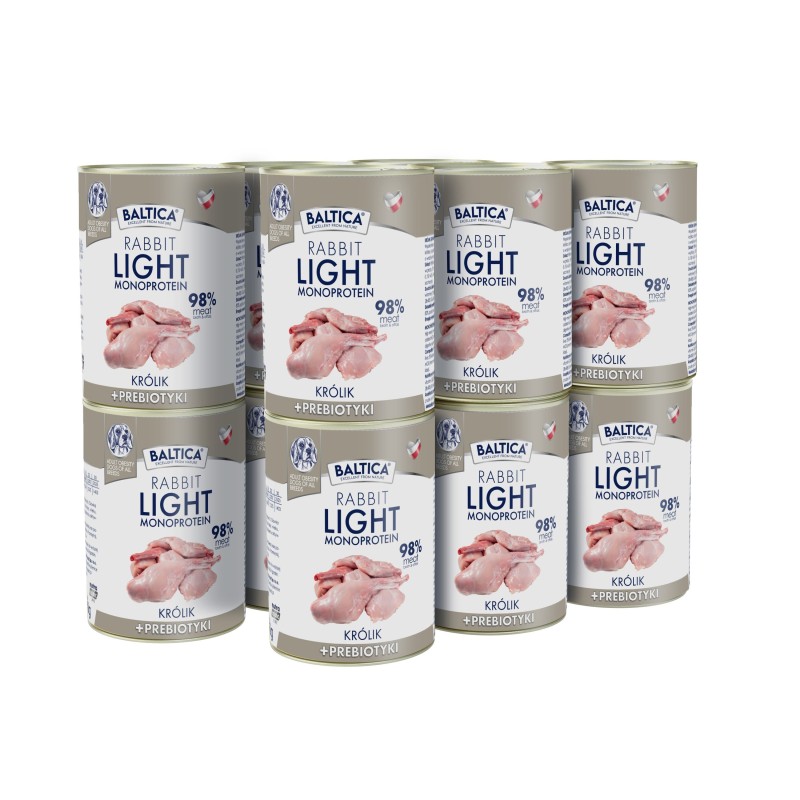 12x Karma mokra królik MONO LIGHT dla psa 400g - Baltica Nutraceutic