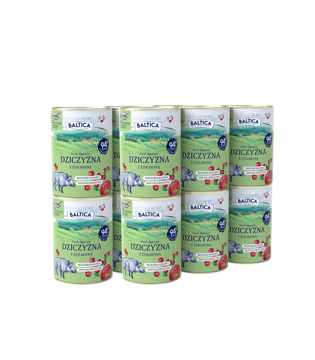 12x Karma mokra dziczyzna z żurawiną dla psa 400g - Baltica Smaki Regionów