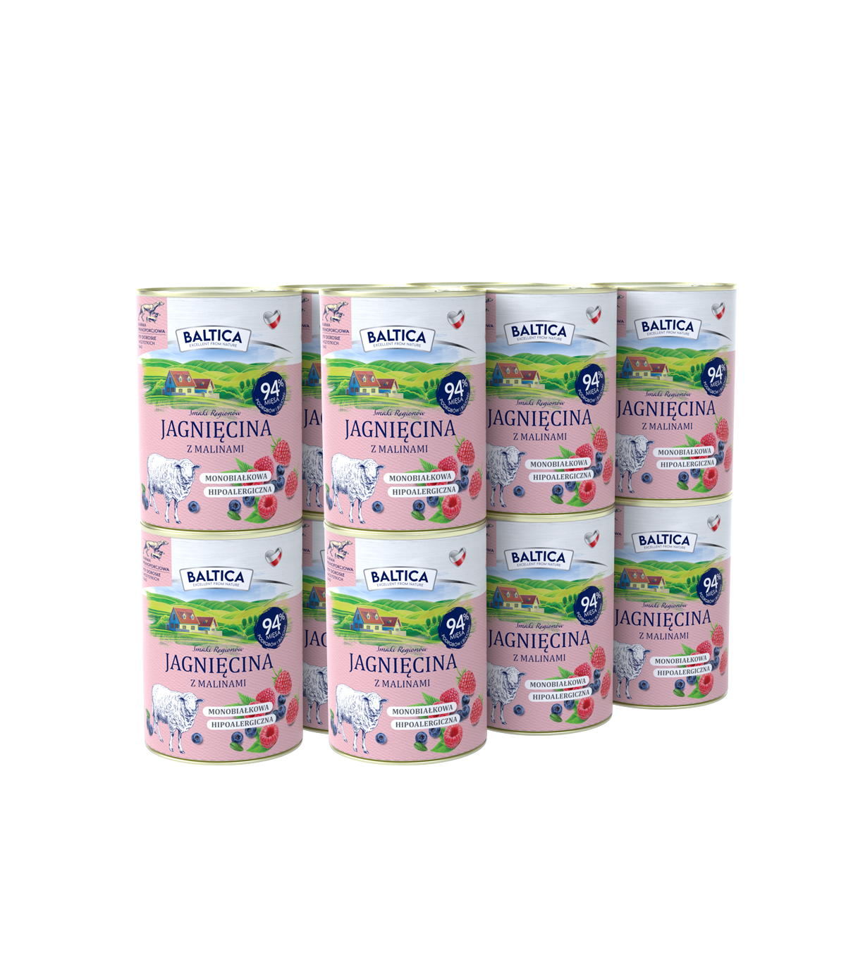 12x Karma mokra jagnięcina z malinami dla psa 400g - Baltica Smaki Regionów