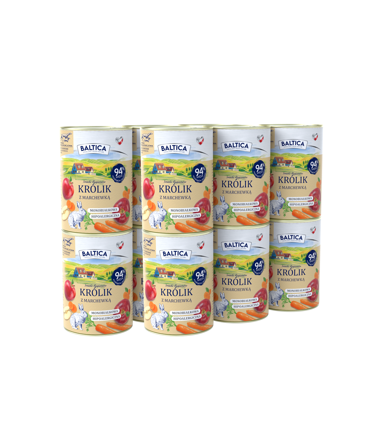 12x Karma mokra królik z marchewką dla psa 400g - Baltica Smaki Regionów