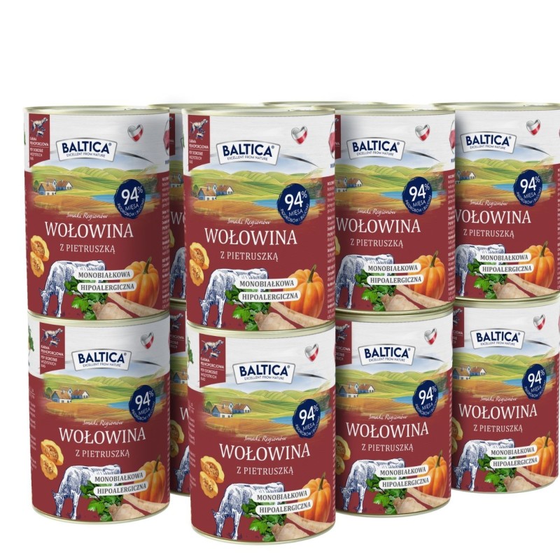 12x Karma mokra wołowina z pietruszką dla psa 400g - Baltica Smaki Regionów