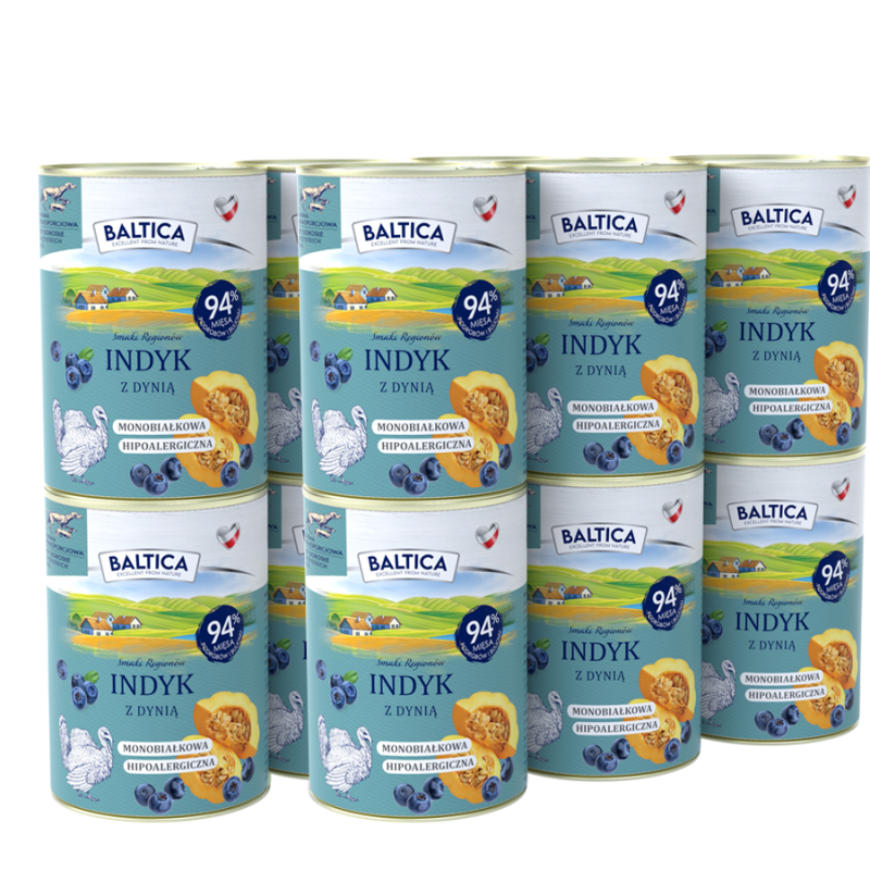 12x Karma mokra indyk z dynią dla psa 400g - Baltica Smaki Regionów