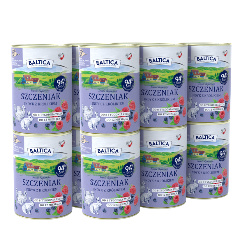 12x Karma mokra indyk-królik dla szczeniąt 400g - Baltica Smaki Regionów