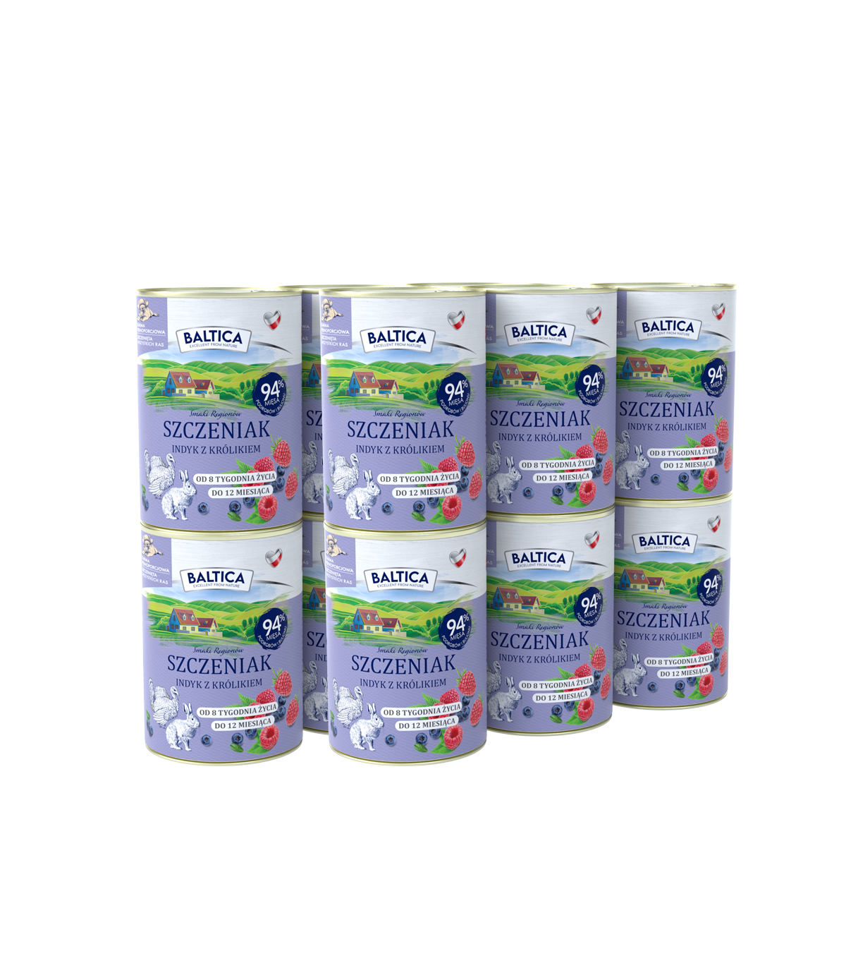 12x Karma mokra indyk-królik dla szczeniąt 400g - Baltica Smaki Regionów