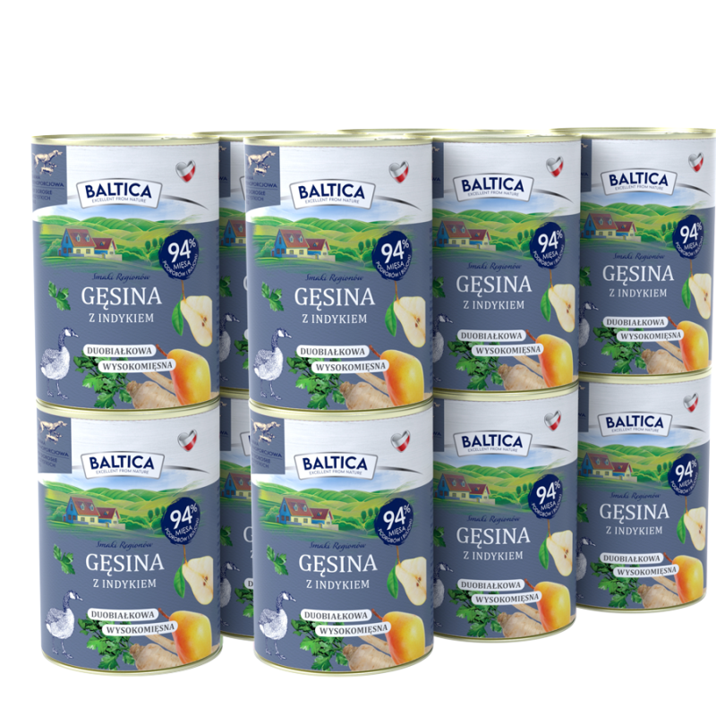 12x Karma mokra gęsina z indykiem dla psa 400g - Baltica Smaki Regionów