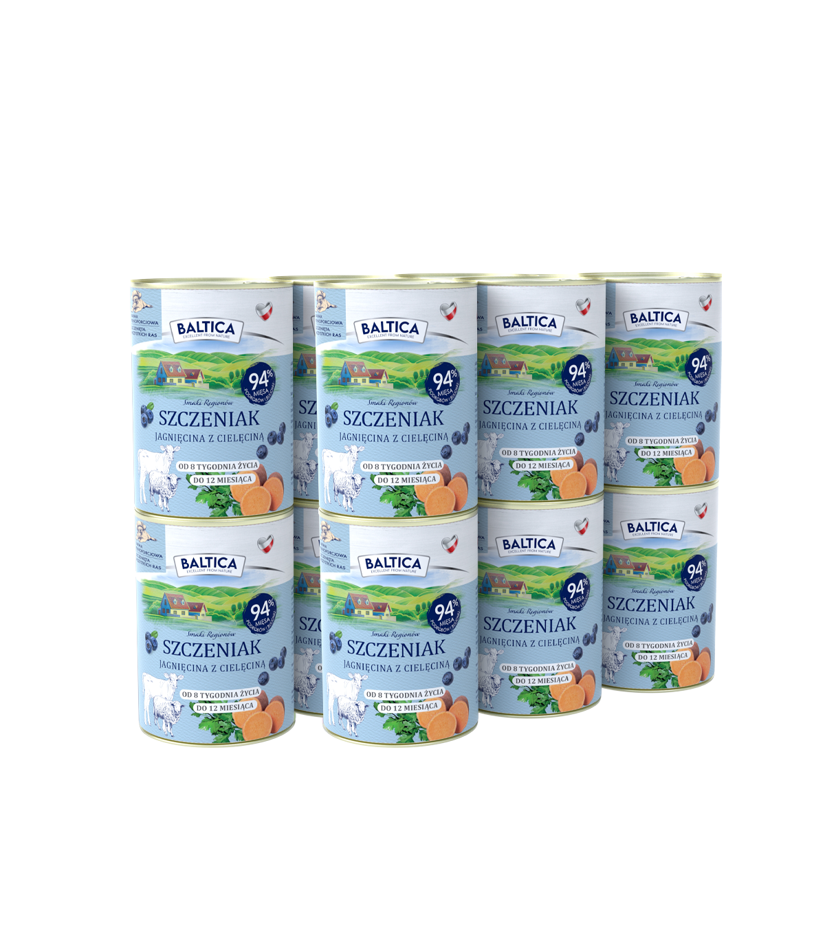 12X Karma mokra jagnięcina z cielęciną dla szczeniąt 400g - Baltica Smaki Regionów