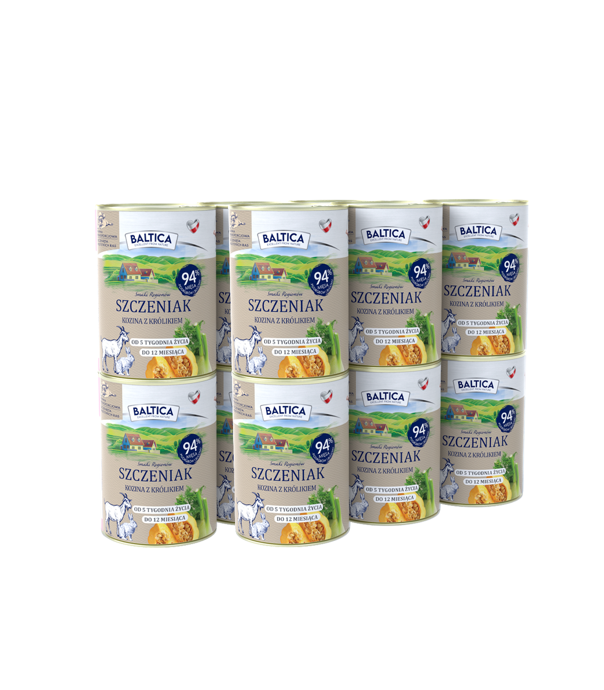 12X Karma mokra kozina z królikiem dla szczeniąt 400g - Baltica Smaki Regionów