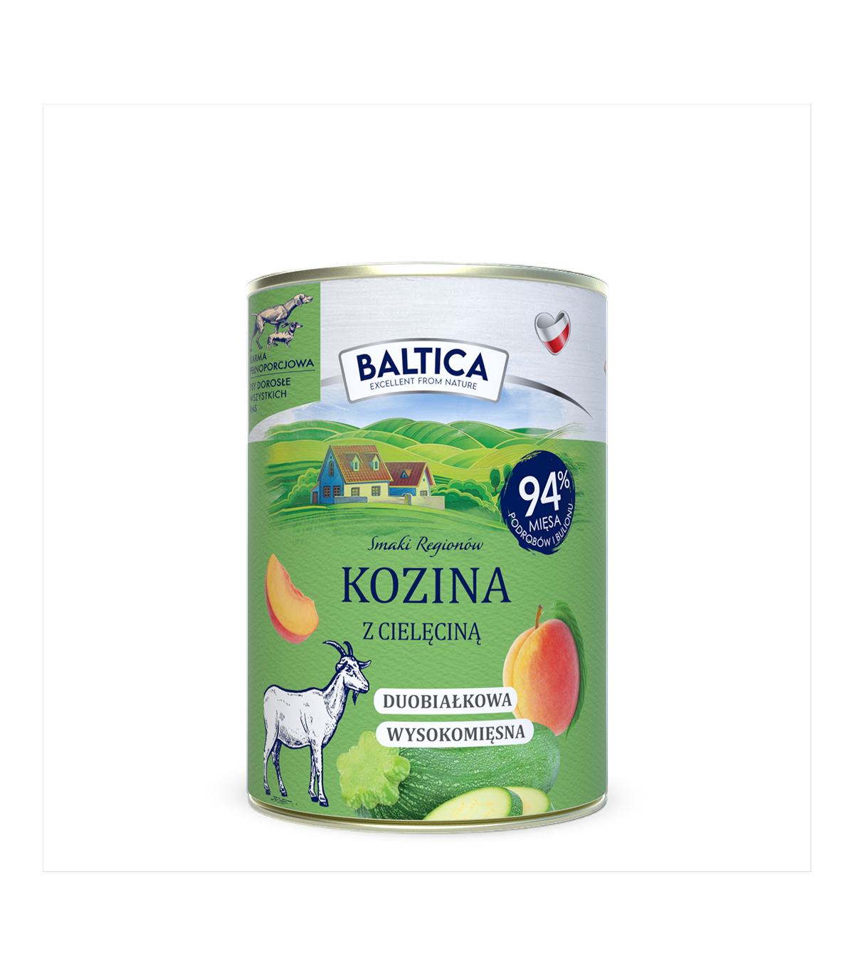 12X Karma mokra kozina z cielęciną dla psa 400g - Baltica Smaki Regionów